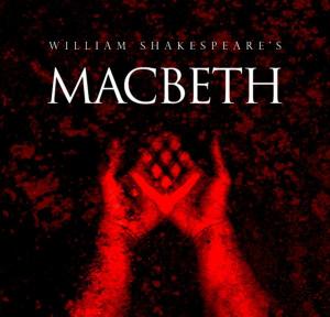 image of blood red hands and title Macbeth